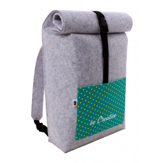 Individueller Rucksack CreaFelt Back, grau/weiß