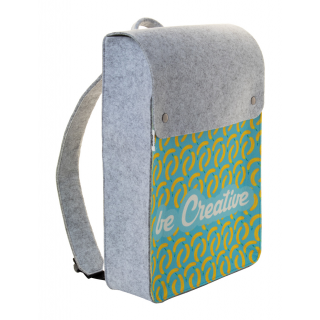 individueller RPET Rucksack CreaFelt Back II, grau/weiß