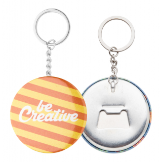 Button-Schlüsselanhänger KeyBadge Bottle, weiß/silber