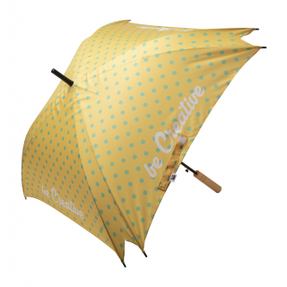 individueller Regenschirm CreaRain Square RPET, braun/weiß