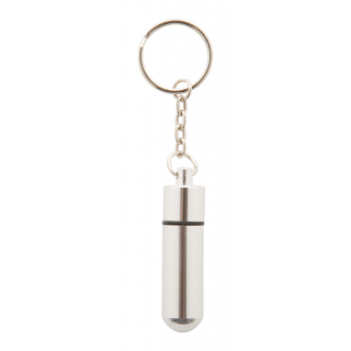 Schlüsselanhänger mit Pillenbox Alumpill, silber