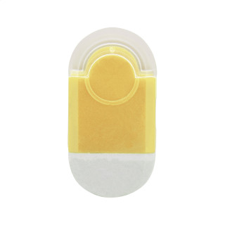 Radiergummi und Spitzer Pencix, weiß/gelb