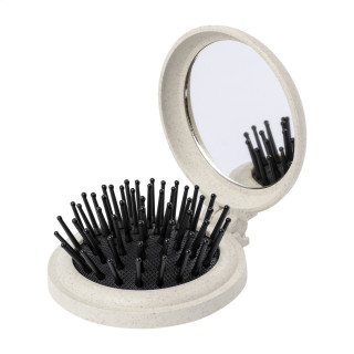 Spiegel mit Haarbürste Webrush, natur