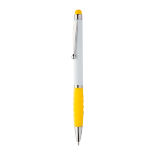 Touchpen mit Kugelschreiber  Sagurwhite, weiß/gelb