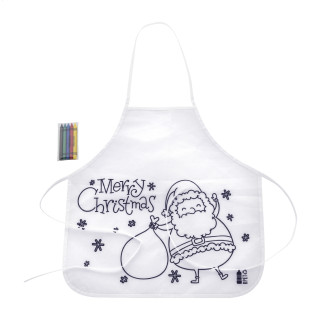 Weihnachtsschürze zum Ausmalen für Kinder Julfar Cook, weiß
