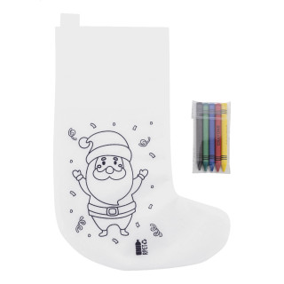 Weihnachtsstrumpf zum Ausmalen Julfar Gift, weiß