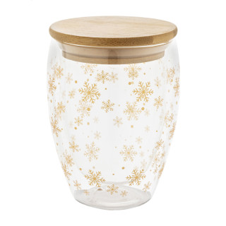 Weihnachts-Thermobecher aus Glas Bostro, natur/transparent