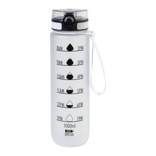 RPET Flasche mit Motivationsanzeige Sipcount, mattweiß