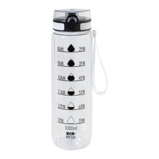 RPET Flasche mit Motivationsanzeige Sipcount, transparent