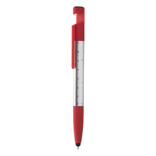 Touchpen mit Kugelschreiber Handy, silber/rot