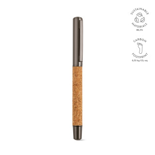 "Faulkner Pen" Kugelschreiber aus Kork und recyceltem Edelstahl mit blauer Dokumental®-Tinte, gun metal