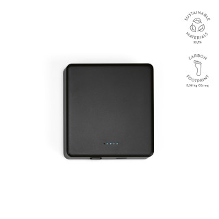 Mendel Powerbank aus rABS mit 5000 mAh. Magnetisches Laden, schwarz