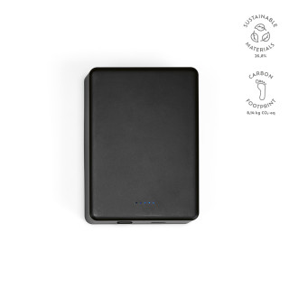 Hooke Powerbank aus rABS mit 10.000 mAh. Magnetisches Laden, schwarz