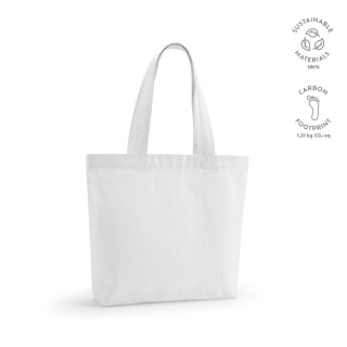 "Aconcagua Tote Bag" Einkaufstasche aus recycelter Baumwolle (280 g/m²) mit Bodenfalte, weiß