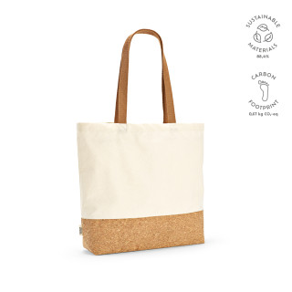 "Vinson Tote Bag" Einkaufstasche aus recycelter Baumwolle (220 g/m²) und Kork, natur