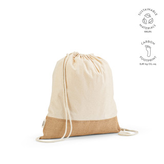 Denali Kordelzugbeutel recyceltes Baumwolle (180 g/m²) und Jute (275 g/m²), natur