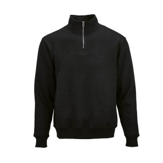 "Malibu Sweatshirt" Sweatshirt mit 1/4-Reißverschluss aus Bio-Baumwolle, recycelter Baumwolle und rPET, schwarz