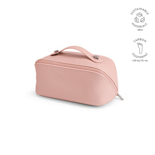 "Macao" 3,5 l Kulturtasche aus recyceltem Leder mit Zipper und Tragegriff, rosa