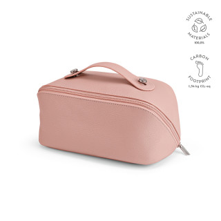 Macao 3,5L Kulturtasche aus recyceltes Leder. Mit Zipper und Tragegriff, rosa
