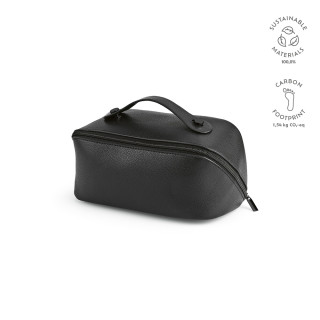 "Macao Toiletry Bag" 3,5L Kulturtasche aus recyceltem Leder mit Zipper und Tragegriff, schwarz