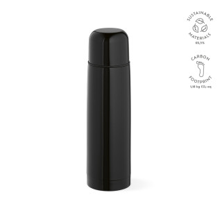"Danube Thermos" Thermosflasche aus recyceltem Edelstahl, 500 ml mit 1 Becher, schwarz