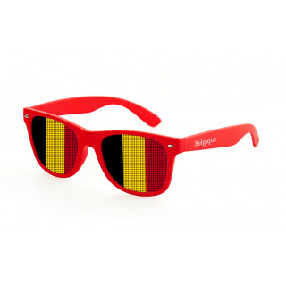 Fanbrille mit Lochaufkleber Belgien, rot