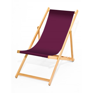 Holz-Liegestuhl CLASSICO ohne Armlehnen, wechselbarer Bezug, hell, aubergine