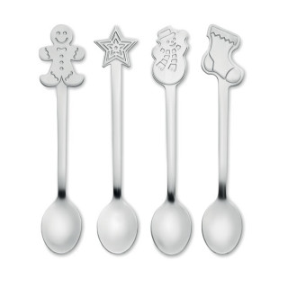 CHIP SET 4er Set Teelöffel, mattsilber