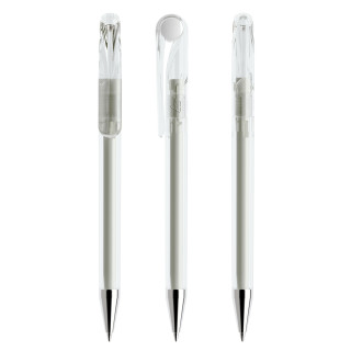 prodir DS1 TTC Twist Kugelschreiber, transparent, weiß, Schreibfarbe: blau