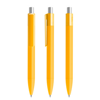 prodir DS4 Soft Touch PRR Push Kugelschreiber, gelb, silber matt, Schreibfarbe: blau