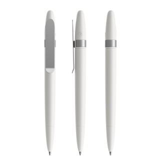 prodir DS5 TSM Twist Kugelschreiber, weiß, silber matt, Schreibfarbe: blau