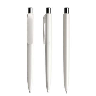 prodir DS8 PPP Push Kugelschreiber, weiß, silber glänzend, Schreibfarbe: blau