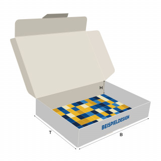 Faltboxen, H: 30 x B: 226 x T: 170 mm, bedruckt, Hochweiß-Karton