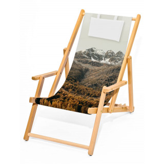 Holz-Liegestuhl FORTIS mit Armlehnen, getackert, transparent, weiß