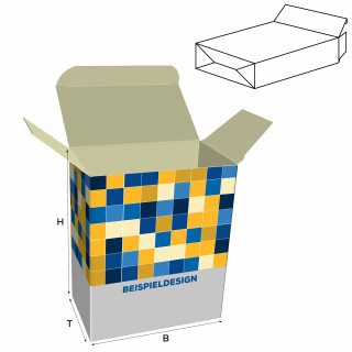 Faltschachteln mit Steckboden, H: 310 x B: 220 x T: 70 mm, bedruckt, Hochweiß-Karton