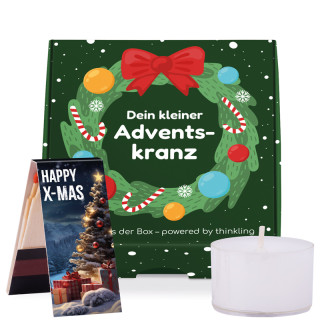 Klappbox S mit 4 Teelichte, 1 Streichholzbriefchen