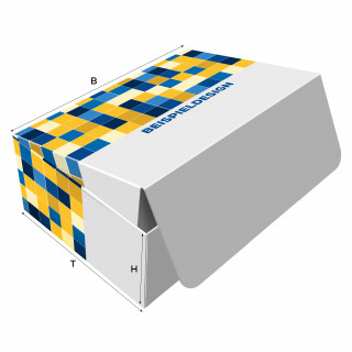 Klappschachteln, H: 40 x B: 150 x T: 110 mm, bedruckt, Hochweiß-Karton
