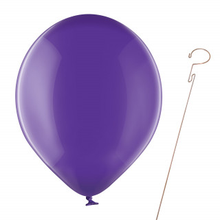 Luftballon „Transparent“ , Größe M (ø ca. 30 cm) in lila mit Ballonhalte-Drahtstab