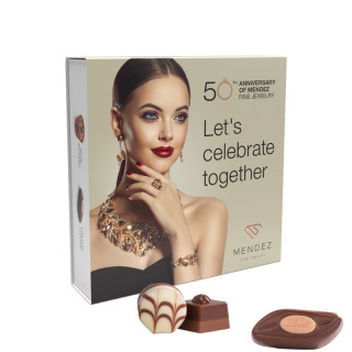 Werbeschuber mit 9 Lindt Mini Pralinés