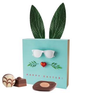 Werbeschuber "Hasenohren" mit 9 Lindt Mini Pralinés