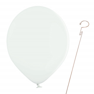Luftballon „Standard“ , Größe S (ø ca. 27 cm) in weiß mit Ballonhalte-Drahtstab