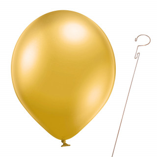Luftballon „Metallic“, Größe S (ø ca. 27 cm) in gold mit Ballonhalte-Drahtstab