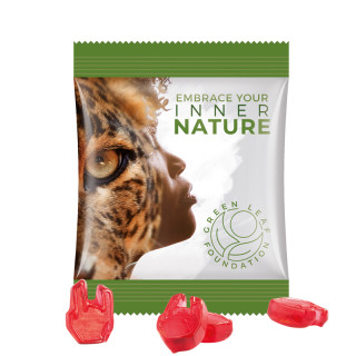 Minitüte Sonderform, 10 g, Folie kompostierbar weiß, Troli Fruchtgummi 