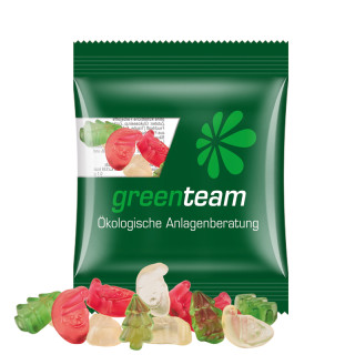 Minitüte 10 g, kompostierbare Folie transparent, Trolli Fruchtgummi Weihnachtsmischung