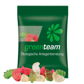 Minitüte 15 g, kompostierbare Folie transparent, Trolli Fruchtgummi Weihnachtsmischung