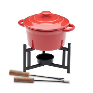 BIG KASE Keramik-Fondue-Set 300 ml, dunkelrot