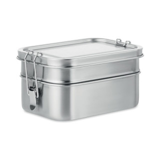 DOUBLE CHAN Lunchbox aus Edelstahl, mattsilber