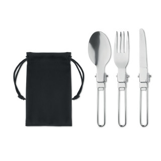 STAPI SET 3teiliges Camping-Besteck, schwarz
