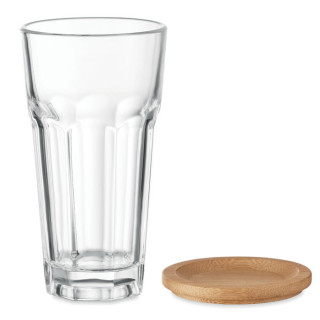 SEMPRE Trinkglas mit Bambusdeckel, transparent