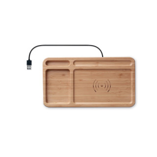 CLEANDESK Organizer mit Ladestation, holz